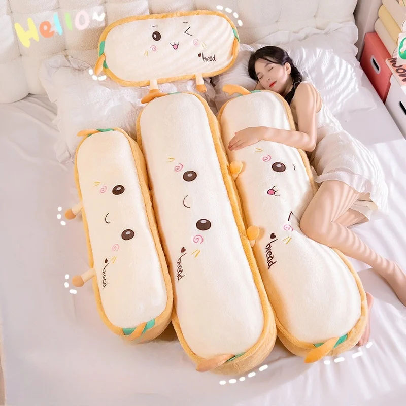 60~120cm Fluffy Bread Soft Cushion Creative Sleep Pillow Toys For Children Huggable Pillow Kawaii Christmas Gift