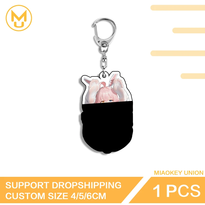 Takanashi Hoshino Game Keychain High Quality Acrylic Stainless Steel Chain Keyring Double Shoulder Bag Ornament For Lover Couple
