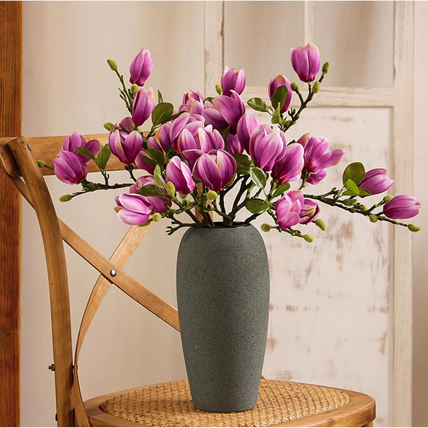 1/4PCS Künstliche Seide Magnolia Blumen Hause Outdoor Garten Vase Fensterbank Hochzeit Braut Festival Outdoor Tisch Dekoration Geschenk – Detail 14