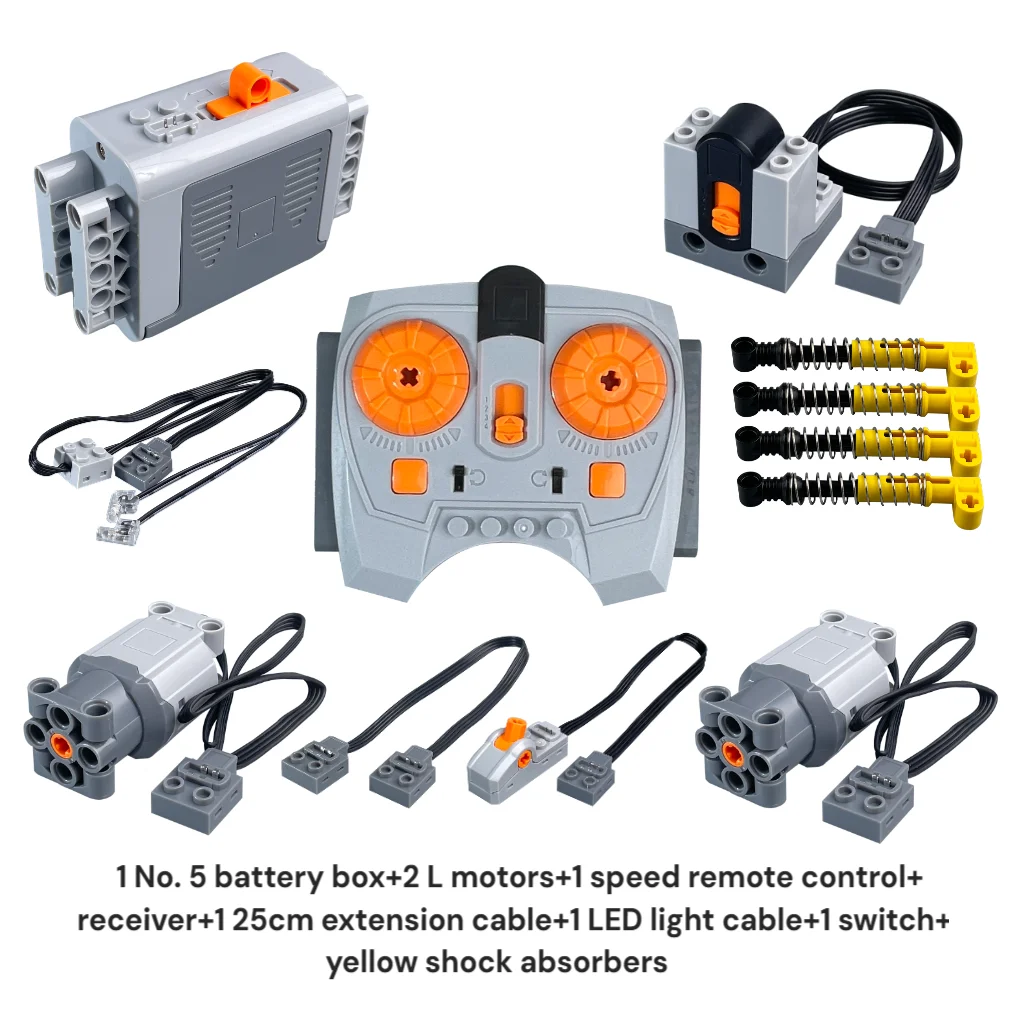 LeG Kit de modificación de coche con Control remoto de programación de bloques de construcción, combinación de potencia de Motor de accesorios tecnológicos