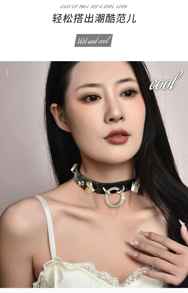 2025 Collare girocollo a cuore geometrico, fascia da collo da donna, collana punk gotica con sottocultura quotidiana con motivo serpente da uomo