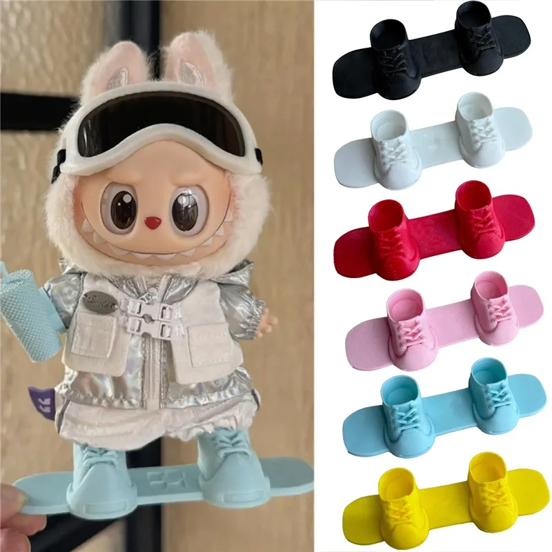 15 17cm For Labubu Doll Outdoor Sports Snowboard Vintage Trench Outfit Clothing Laser Windbreaker Coat Skateboard Board Clothes - zdjęcie 1