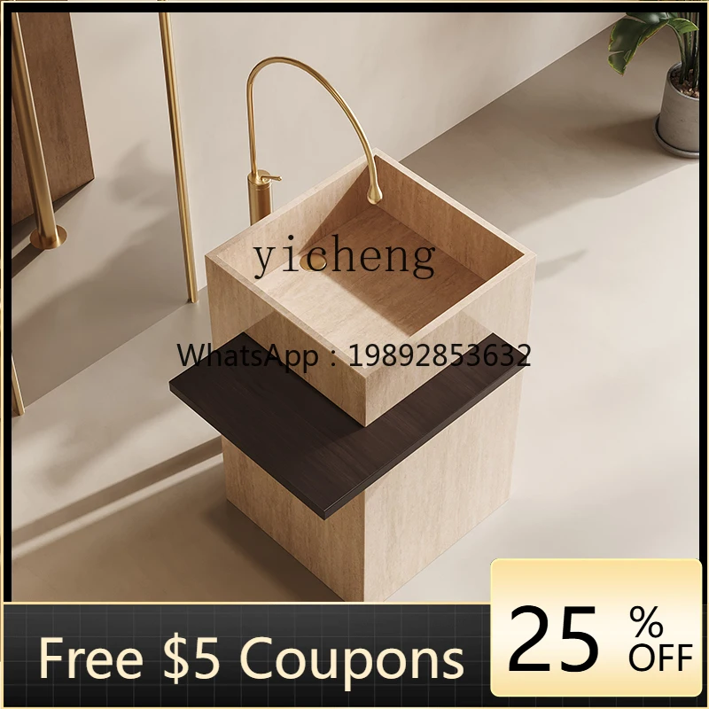 

J1 hotel villa rock slab column basin outdoor courtyard wash basin integrated floor washbasin wash basin