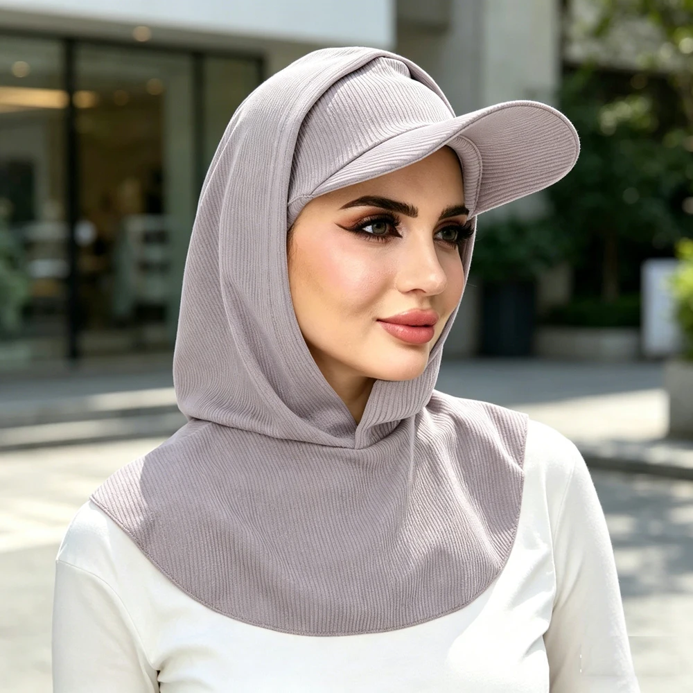 

Ramadan Women Wide Brim Hat Visor Cap Turban Muslim Hijab Instant Scarf Head Neck Cover Amira Ready Made To Wear Wrap Hat Arab
