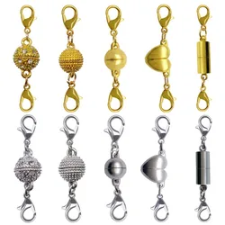 5pcs Strong Magnetic Necklace Closures Double Lobster Clasps Jewelry Extender Connector for DIY Jewelry Necklace Bracelet Making