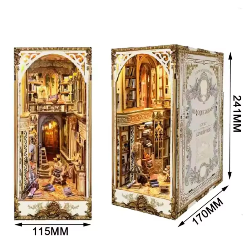 OUZEY Kit de bricolaje de sujetalibros de patio oriental - Modelo de jardín Zen de madera 3D y decoración de estante creativa para adolescentes