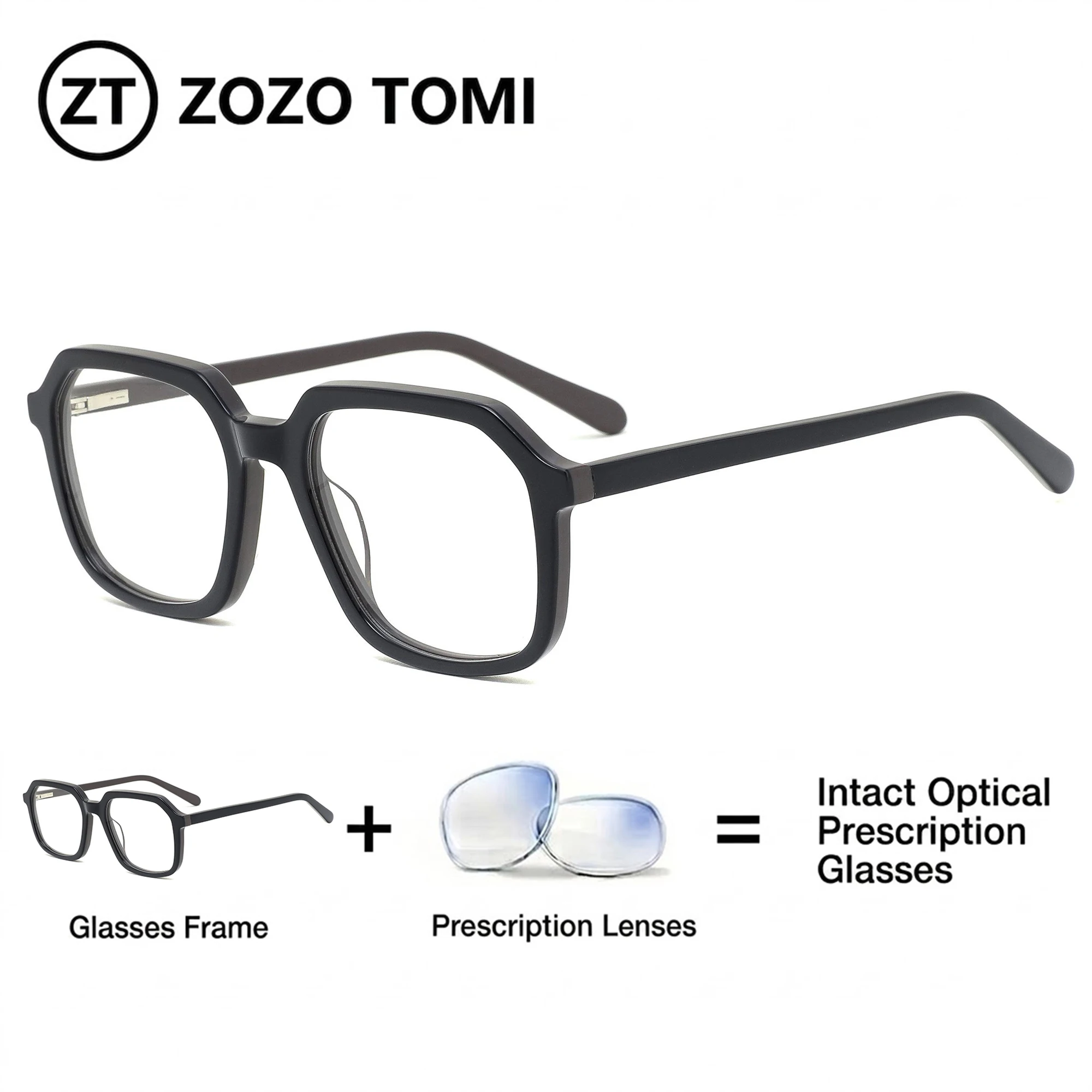 

ZOZO TOMI Men Women Retro Round Prescription Glasses Premium Acetate UV400 Photochromic Optical Sunglass Progressive Eyewear Len