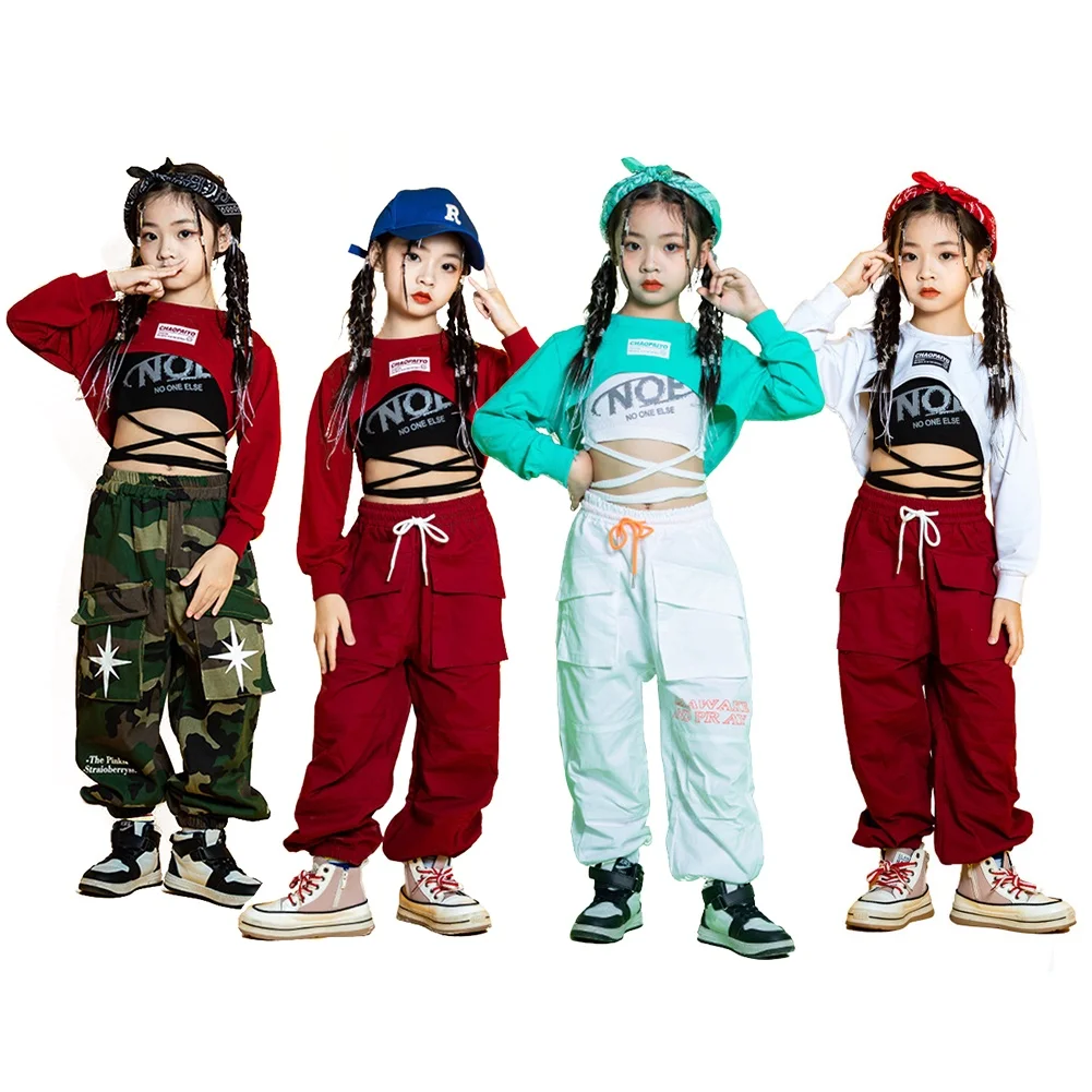 

Children Girl Costume Kids Hip-hop Jazz Dance Clothes Festival Performance Stage Clothing Casual Wear 4-16 Years