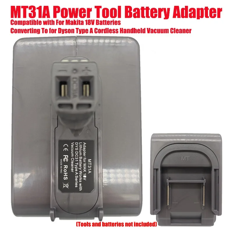 

Адаптер для аккумуляторов MT31A, совместимый с аккумуляторами Makita 18 В, для преобразования в беспроводной ручной пылесос Dyson Type A.