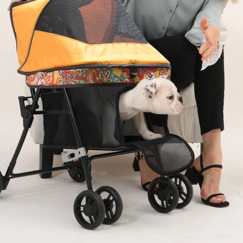 Lightweight Folding Pet Stroller Cat Dog Teddy Stroller Four Wheel Pet Stroller Dog Walking Car Dog Stroller Dog Accessories