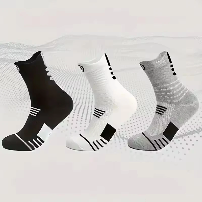 3 Pairs Men's Comfort Fit Cushion Performance Athletic Crew Socks for Outdoor Sports