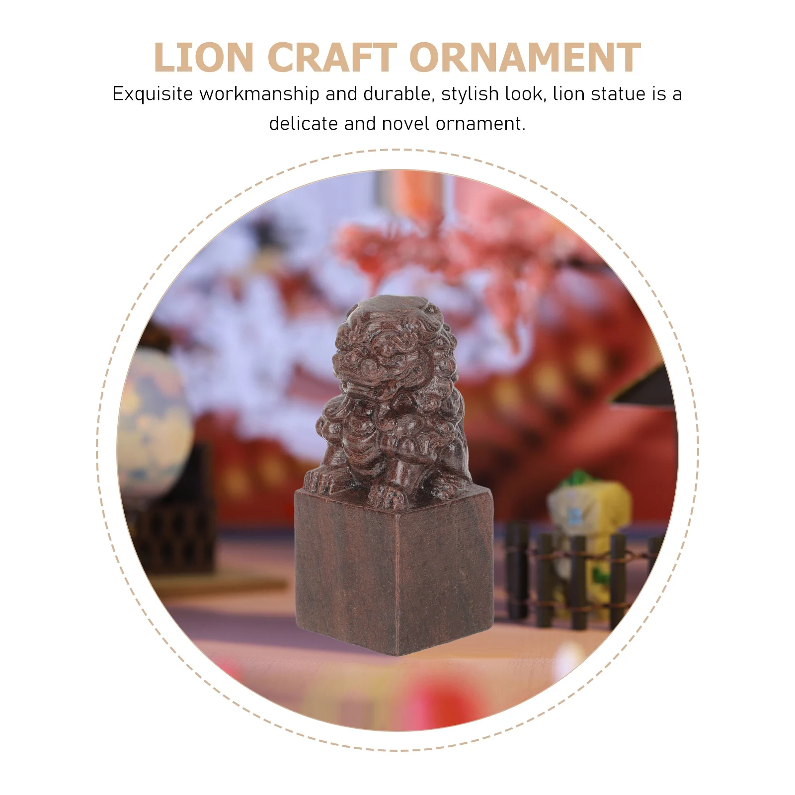 

4pcs Wooden Lion Statue Decor Carved Hardwood Desktop Ornament For Home Office Bonsai Landscape Tabletop Decoration Craft