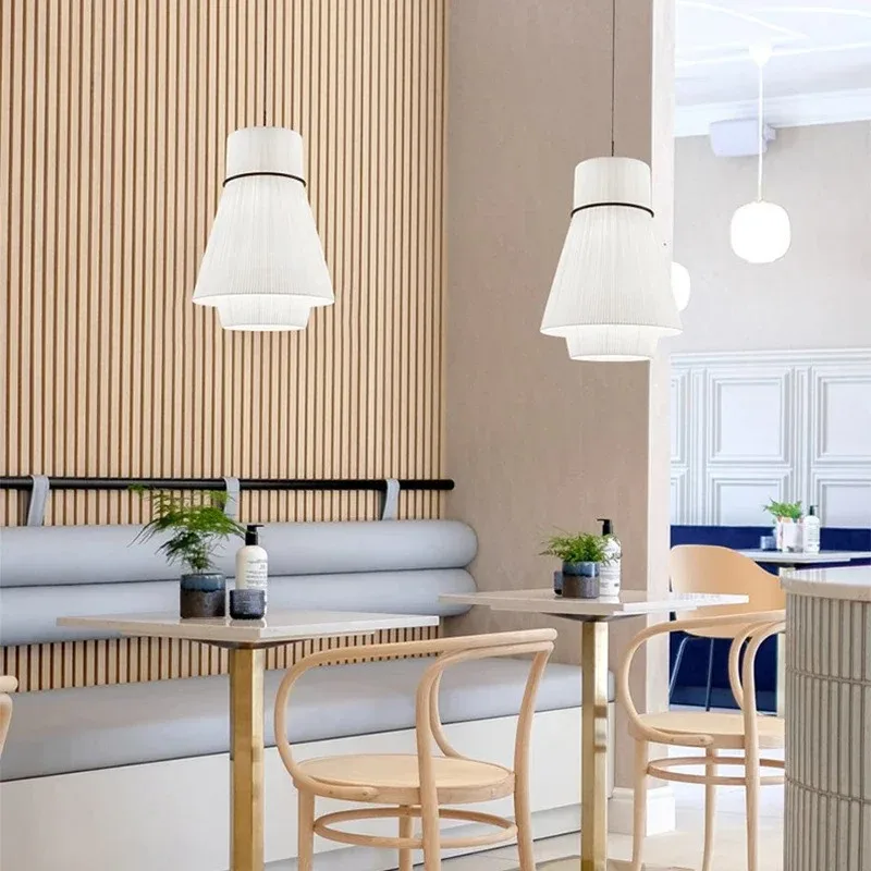 Folie pendant lamp for dining room fabric hanging lamp white pleated Restaurant Lamps Japanese Cafe bar table Decorative Lamp