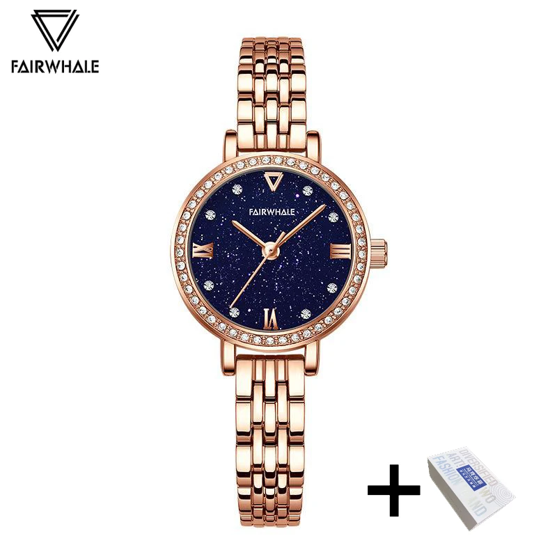 2024 Fashion Rose Watch For Women Mark Fairwhale Brand Luxury Iced Diamond Starry Sky Dress Waterproof Quartz Wristwatch Ladies