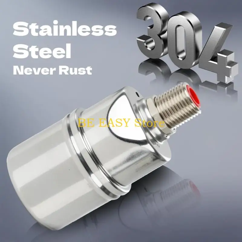 E28F 304 Steel Water Level Valves 7PCS Adapters Automatic Flows Regulation for Pool