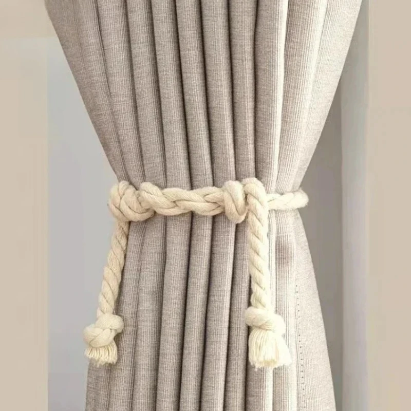 Cream Velvet Vertical Jacquard Chenille Curtains for Living Room Bedroom French Window Partition Cotton Linen