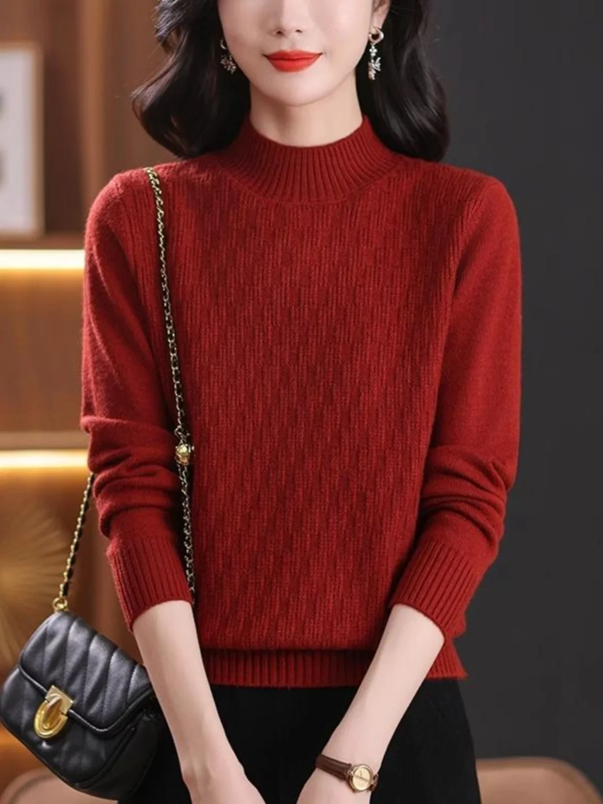 

Autumn Winter Thiened Loose Knitted Sweater Women's ort f High Collar Inner Wear Top Faionable Base Layer irt