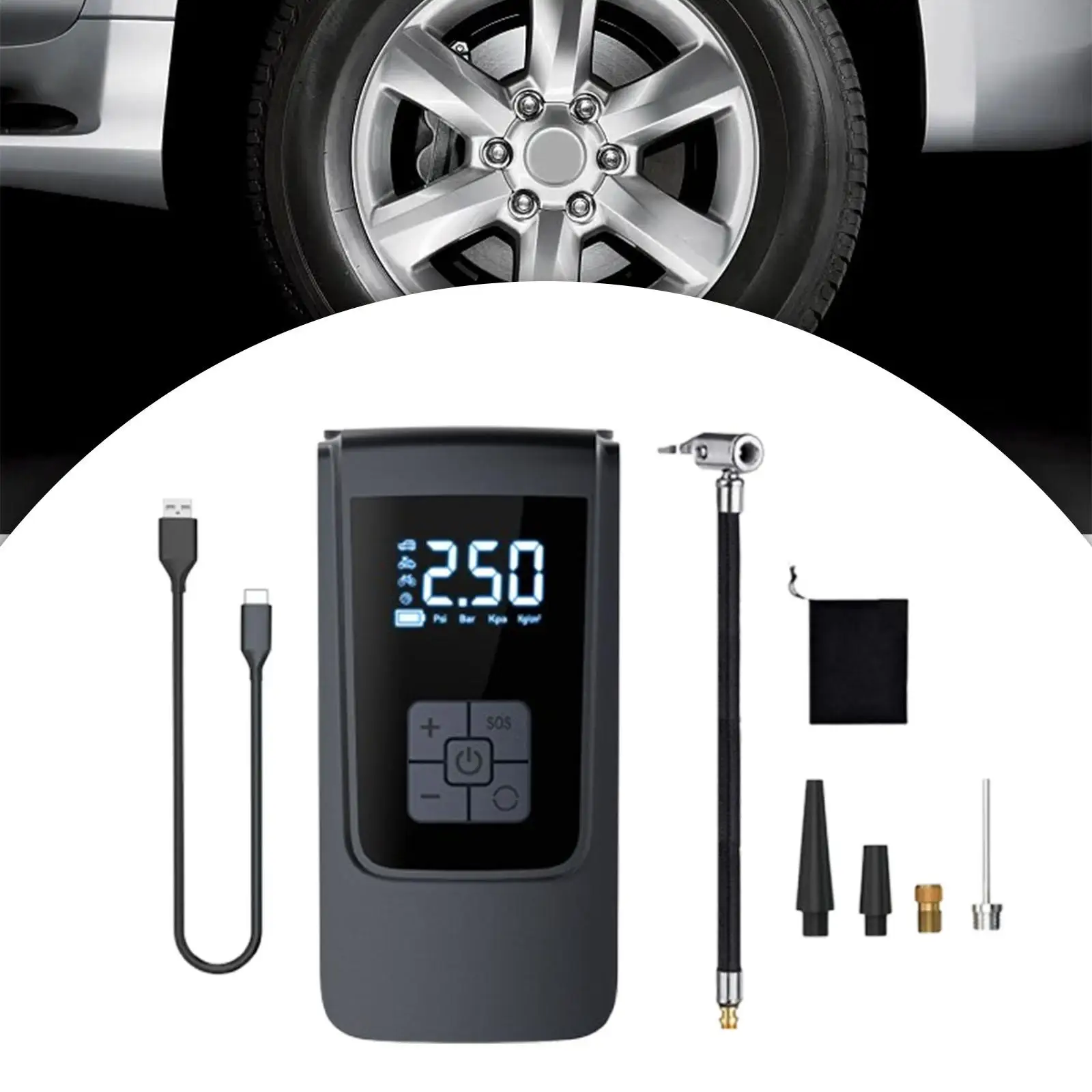 

Portable Car Tire Inflator Cordless Air Pump Multifunctional Generic for Car,