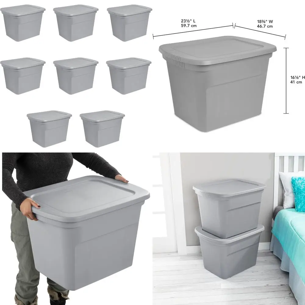 

Stackable 18 Gallon Storage Bin with Lid for Organizing Clothes, Ideal for Closets and Basements, Durable Plastic Container