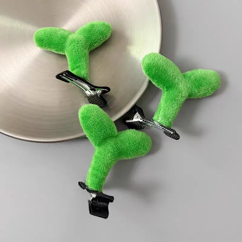 

3pcs Cute Sprout Hair Clips Women Adorable Plush Finish Trendy Accessory Stylish Fun New Headwear Girls Casual Daily Hairstyles
