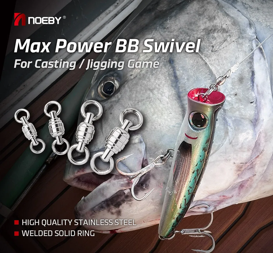 NOEBY Max Power BB Wirbel Hochwertiger, geschweißter massiver Edelstahlring # 3 # 4 # 5 # 6 maximale Stärke 230 kg Köder Meeresangelwerkzeuge – Detail 1