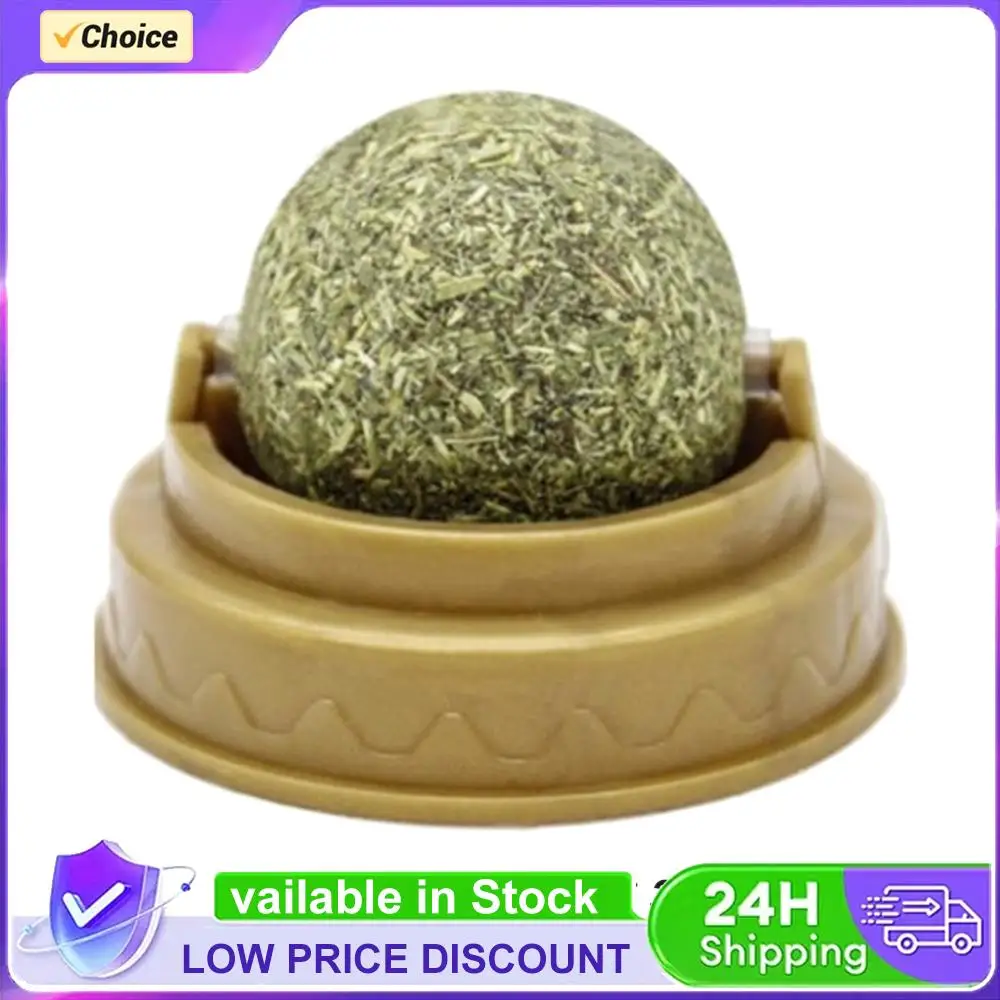 Healthy Energy Ball Stick-on Molar Teeth Cat Catnip Ball Toys Removes Hair Balls Promote Digestion with Dust Cover Pet Supplies