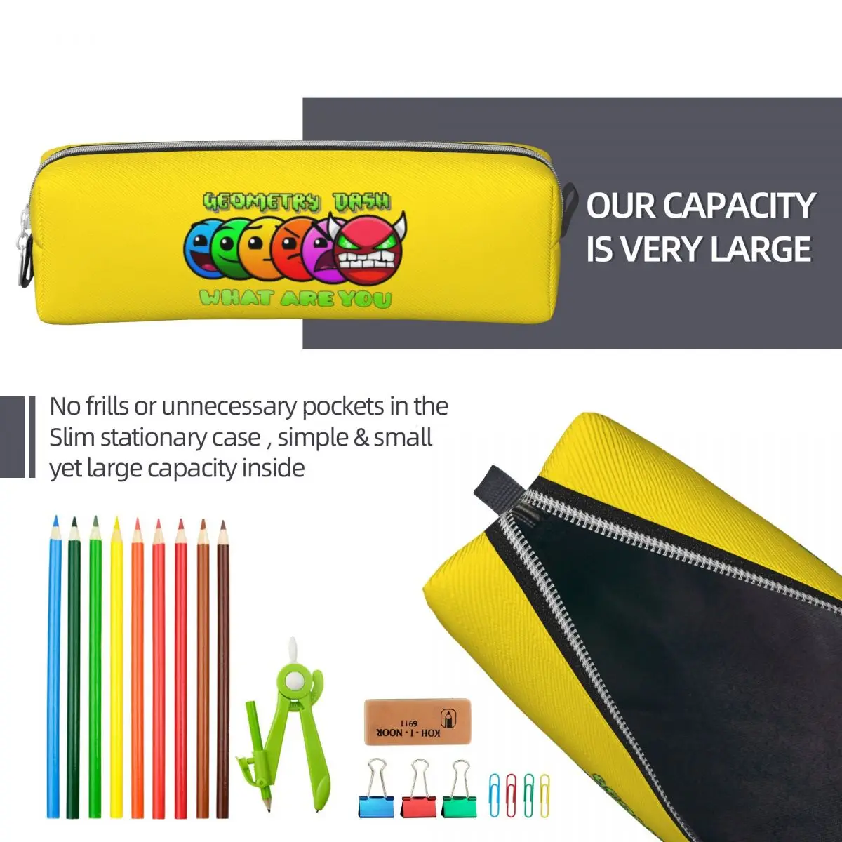 Imagem -06 - Geometric Dash Pen Box para Estudantes Video Game App Games Pencil Case Grande Capacidade Bolsa Geometry Dash Box