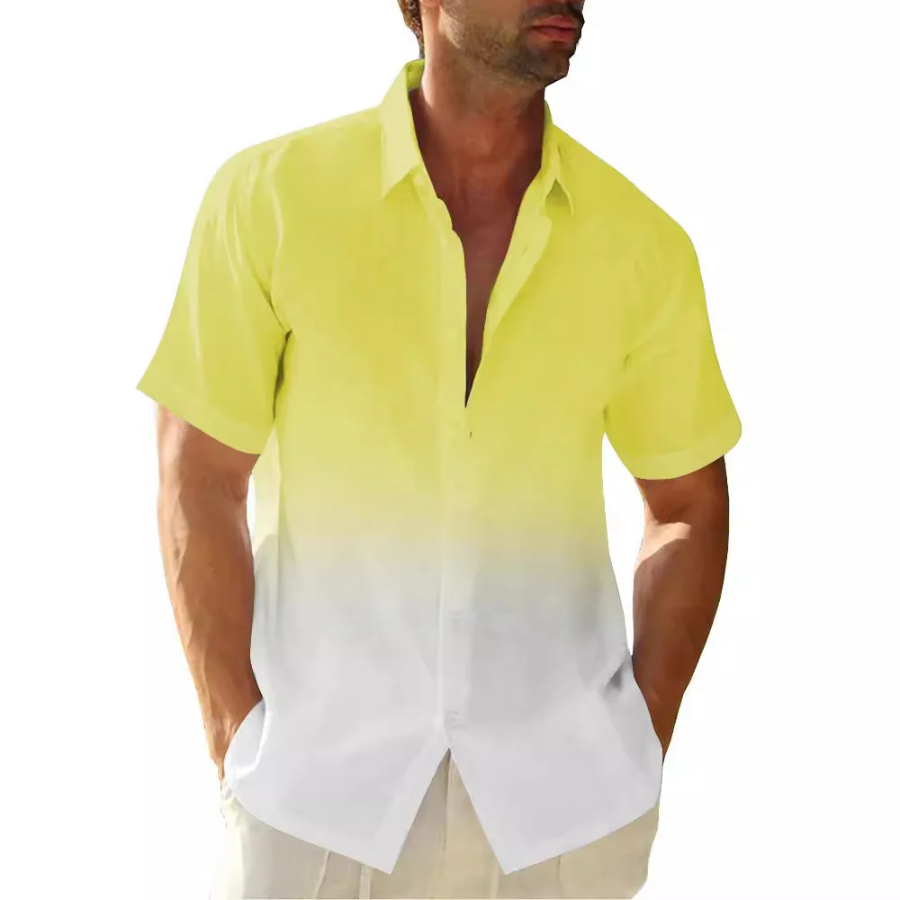 2025 Hot Selling Men's Short Sleeved Shirt with Four Sided Bounce 3D Digital Printing Hawaiian Shirt