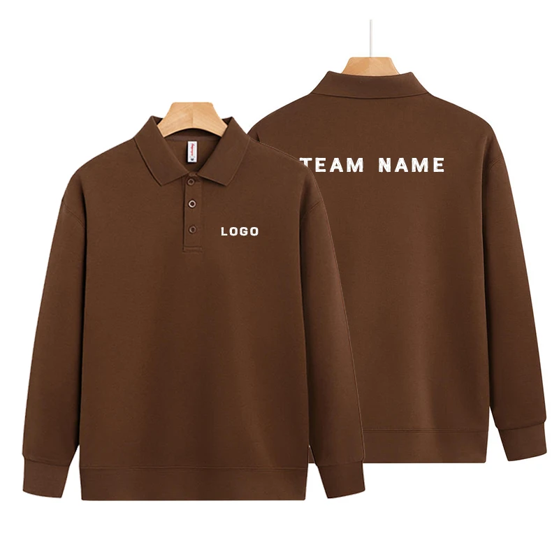 شعار مخصص قسط دافئ الربع بلوزات للجنسين 310 gsm المخملية بولو طوق جودة القطن رجالي بلوزات LS-GT2516