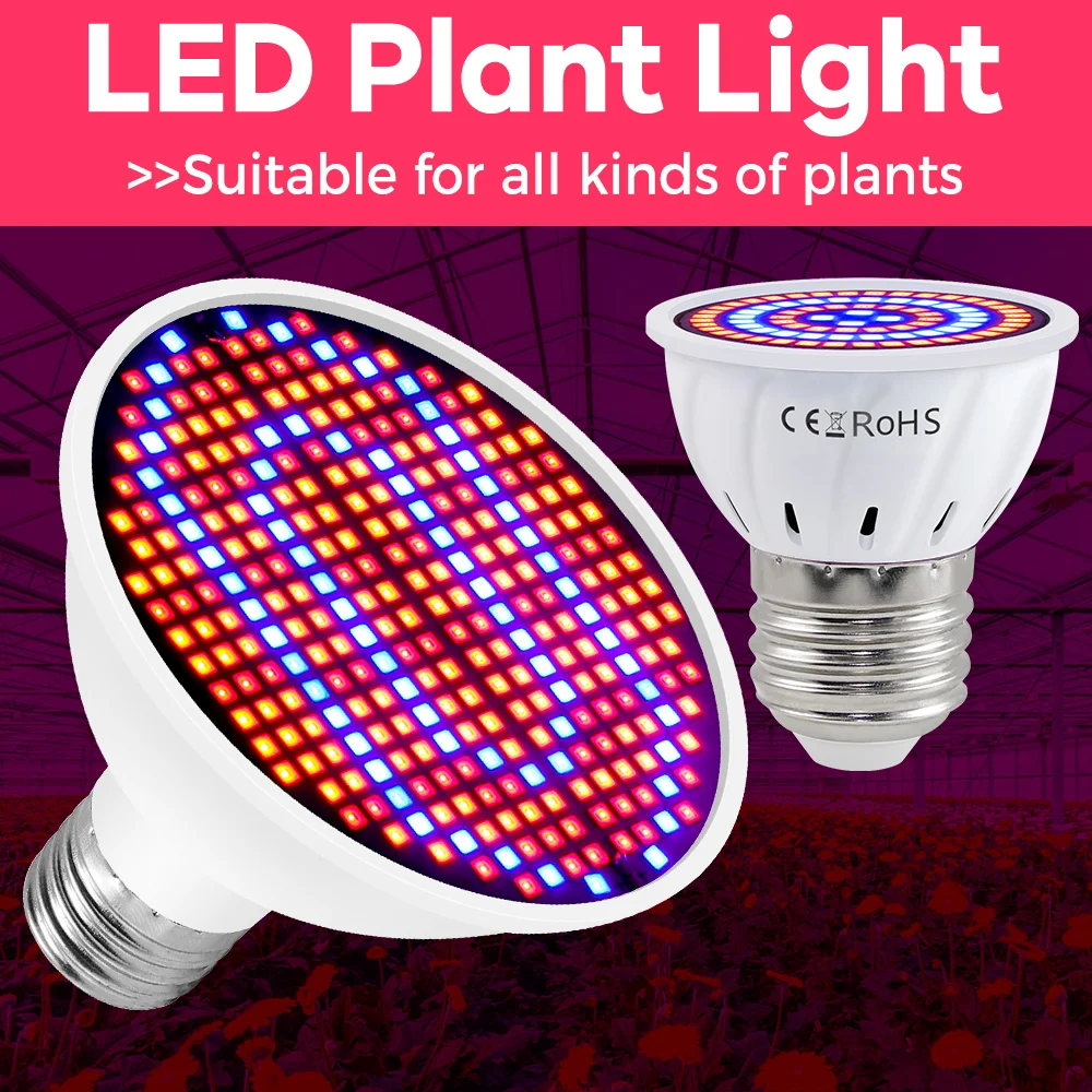 LED Full Spectrum Plant Grow Light Bulb E27/E26 Indoor Hydroponic Fill Lamp Greenhouse Tent Potted Succulent Fruit Vegs Lighting
