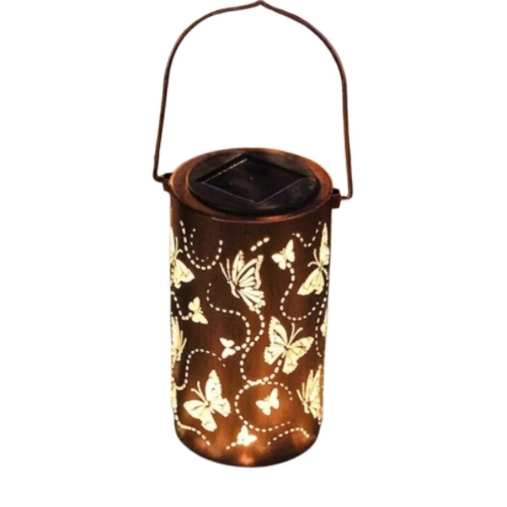 

Butterfly/Flower Hanging Solar Lanterns Portable Solar Powered LED Solar Night Light Vintage Hollow Out Solar Wind Chime Lamp