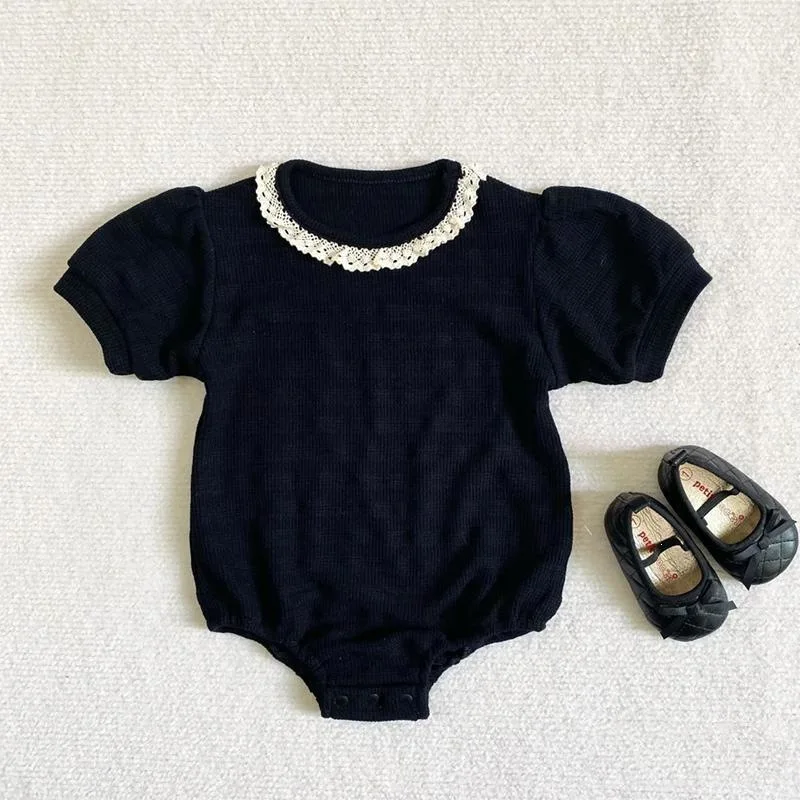 

2026 New Korean Style Baby Summer Clothes Thin Puff Sleeve Bodysuit Fashionable Stylish Infant One Piece Romper for Baby Girls