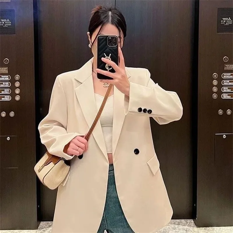 

Spring Autumn Ladies Fashion Suit Jacket 2025 Advanced Women Long Sleeves Tops Outwear Korean Femme New Solid Color Blazer Coat