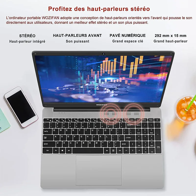 Aocwei Laptop 15.6 "Intel Celeron J4105 Draadloze Muis 4 Core 6Gb Ram 128Gb Ssd Windows Laptop 1080 Fhd Screen Laptop Grijs