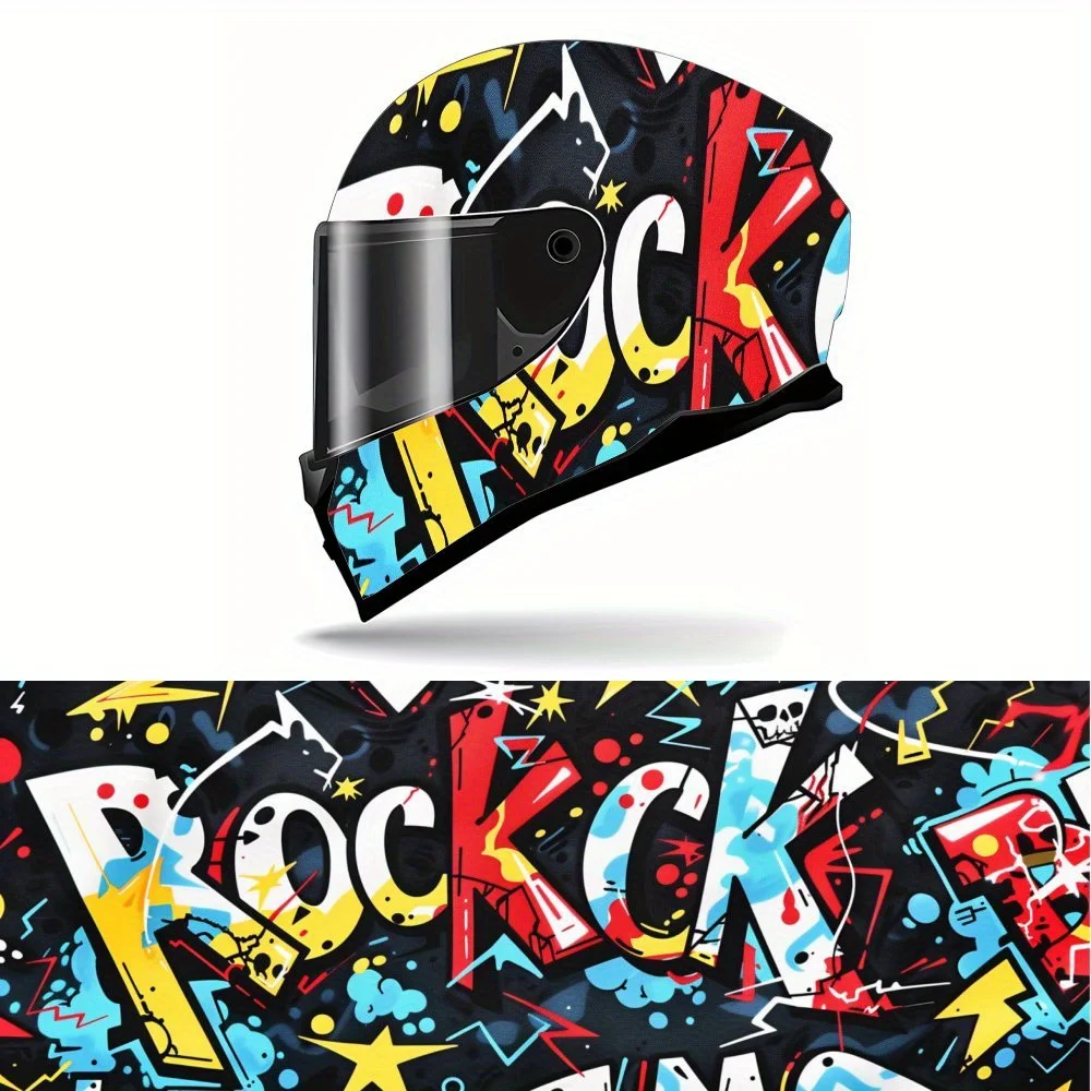 

Ослепительная виниловая наклейка на анфас с граффити на шлем, водонепроницаемые, устойчивые к царапинам самоклеящиеся наклейки из ПВХ, художественная эстетика