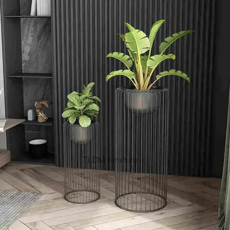 Nordic Plant Shelves Minimalist Wrought Iron Floor-standing Living Room Flower Pot Plant Stand Green Radish Balcony Plant Stand