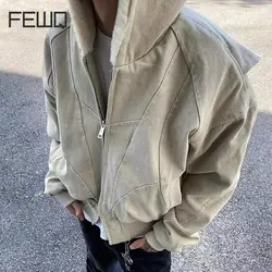 FEWQ American Workwear Men Jacket Autumn Winter Trendy High Street Loose Casual 2024 Solid Color Male Tops Fashion 24E5445