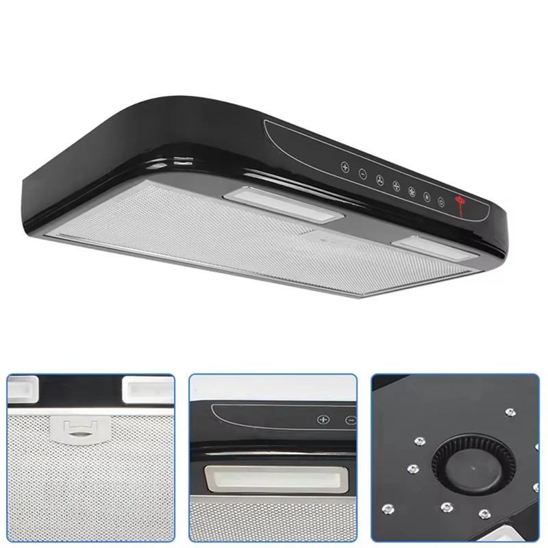 

Premium Caravan Range Hood Caravan Accessories Dual LED Light Design Black Super Oil Absorber Suitable For RV Motorhome Camper