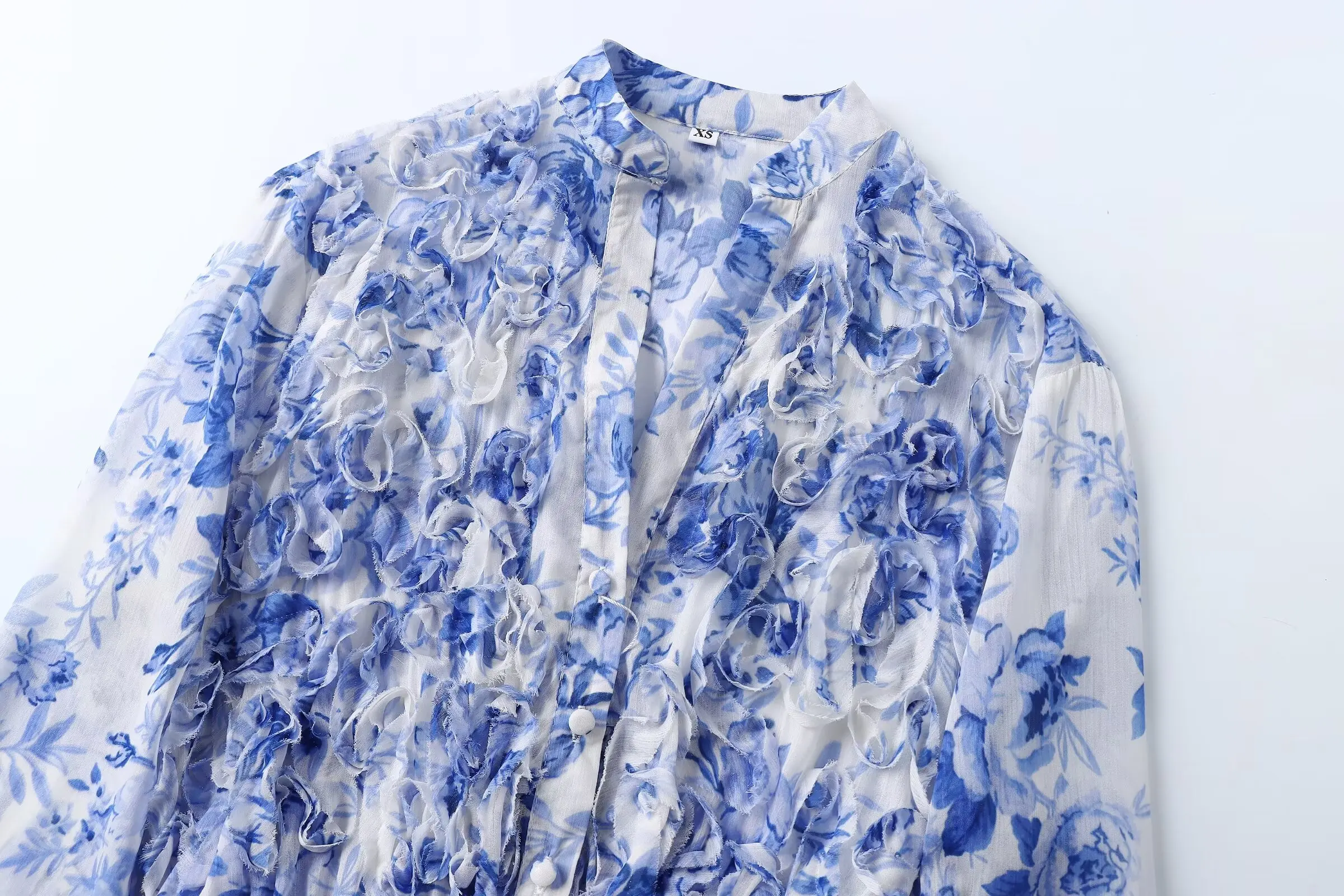 Vestido Casual F de Outono Novo com Estampa em Camadas e Cinto Decorativo em Fibra de Poliéster Manga Longa Decote em ...