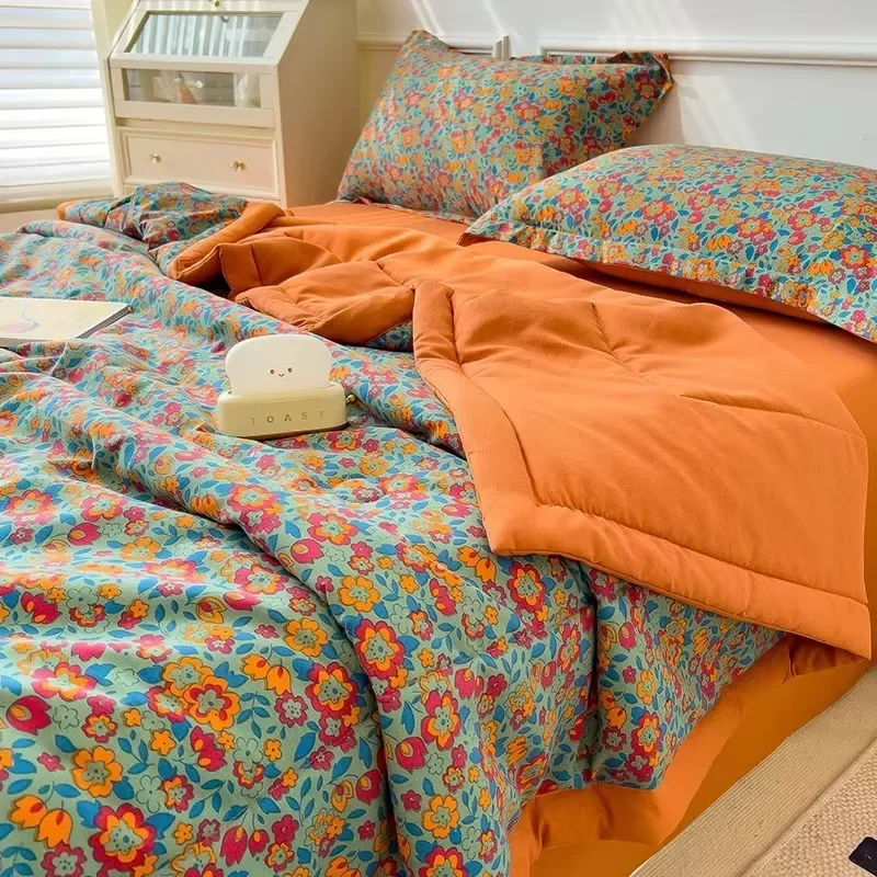 

Cotton Summer Double-sided Cool Feeling Summer Quilt Queen Smooth Ice Silk Cooling Blanket Summer Comforter