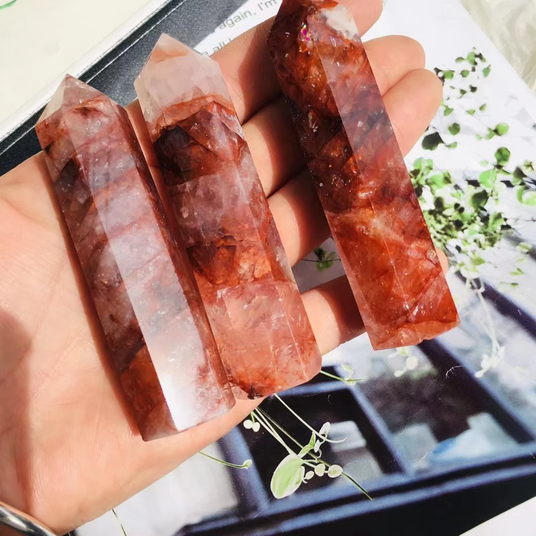 

1500g Natural Red Gum Flower Quartz Crystal Point Reiki Healing Stone Hexagonal Prisms Obelisk Wand Tower Energy Meditation DIY