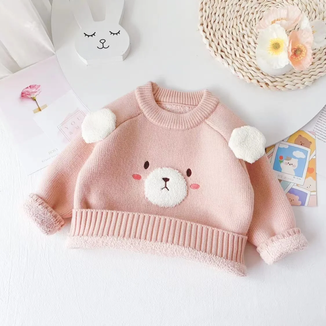 

Children's Sweater Cute Spring Autumn Girls Knitted Sweater Outer Wear Casual Candy Color 1-6years Old