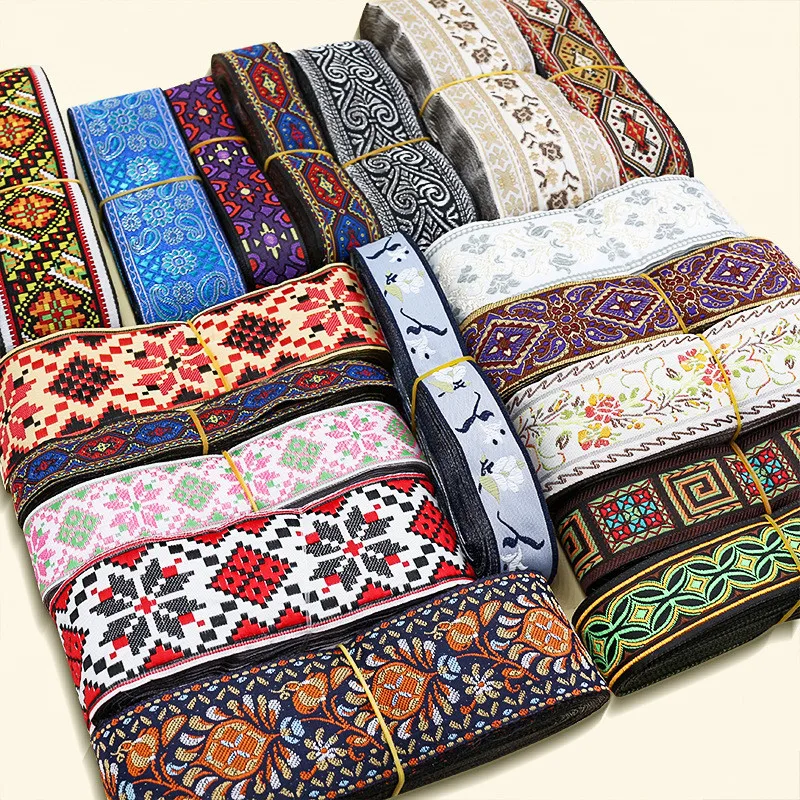 1 Yards Ethnic Embroidery Lace Ribbon Webbing Lace Trim for DIY Garment Bag Accessories