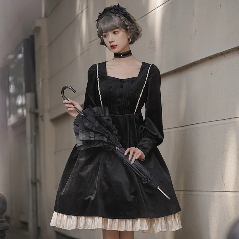 2024 novo original outono/inverno veludo lolita vestido ms lírio op elegante estilo tribunal vestido lolita