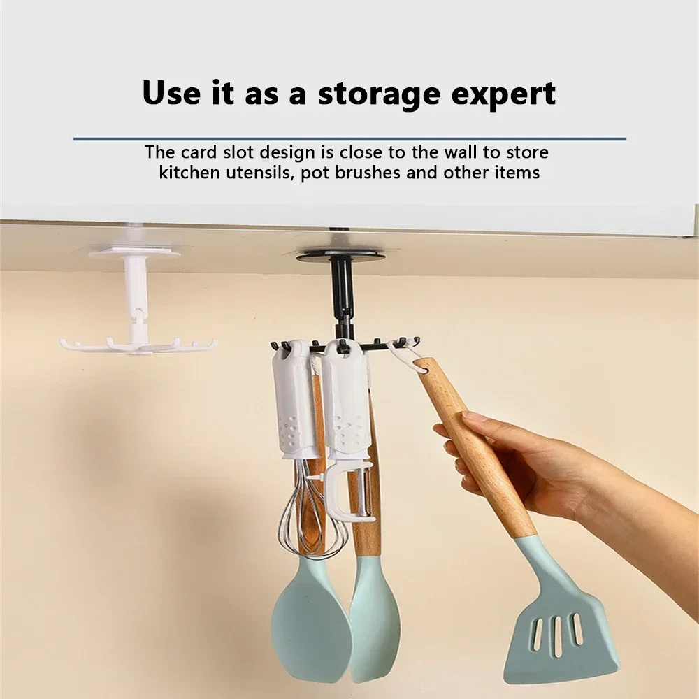 Upgraded Multi-function Punch Free Hook Rotatable 7-claw Hook 360 ° Seamless Kitchen Storage Hook Self Adhesive Bath Hooks