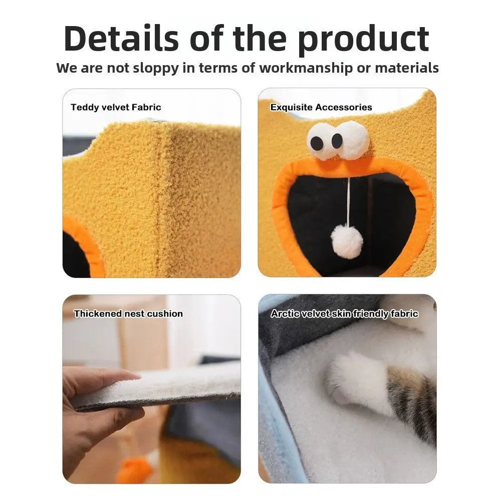 

Милые складные кровати для кошек, фирменный пушистый кошачий домик, сохраняющий тепло, большой космический каркас для лазанья для кошек для дома