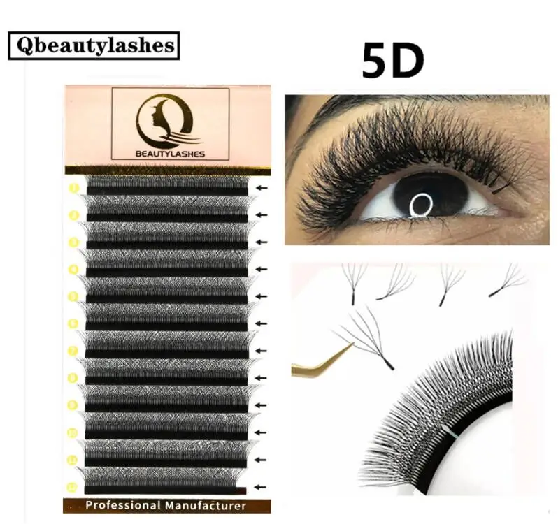 

qbeautylashс W-образные 5d цветущие готовые веерные наращивание ресниц отдельные ресницы