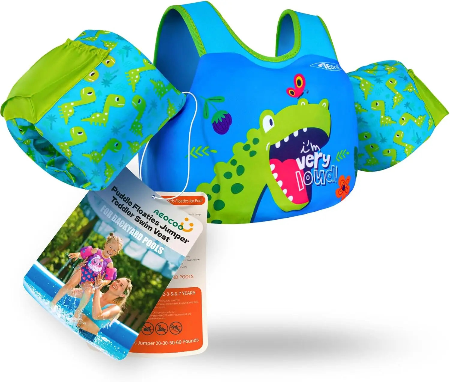 

Toddler Swim Vest 20-70 lbs, Puddle Jumper Floaties for Kids 1-9 Years, Pool Floats with Arm Bands, Safety Vest for Boys Girls