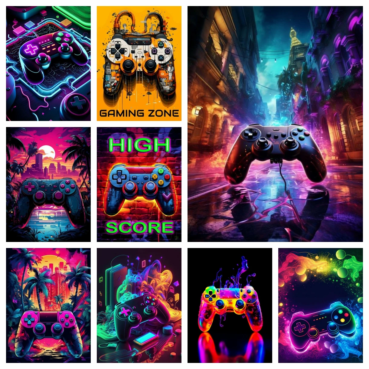 

Красочный неоновый свет 5D DIY комплект алмазной живописи игровой автомат наклеивание дрель вышивка мозаика ручной работы домашний декор подарки для детей