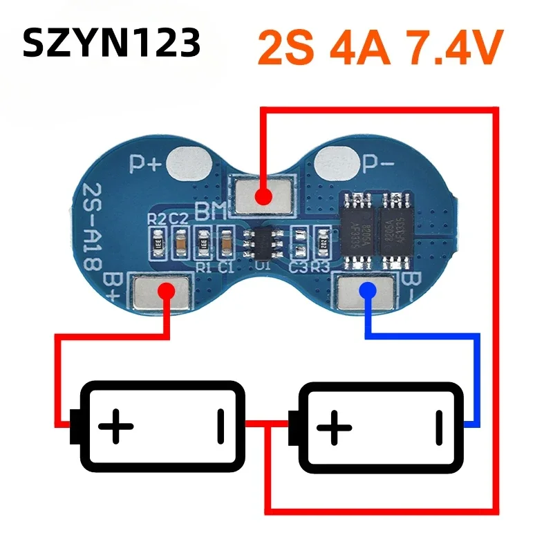 20PCS  2S Li-ion 18650 Lithium Battery Charger Protection Board 7.4V Overcurrent Overcharge Overdischarge Protection 4A BMS